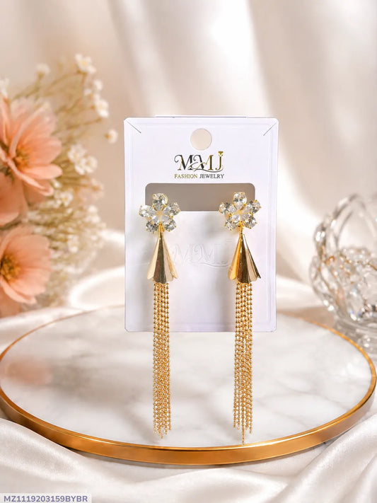 Golden Crystal Earrings for Women 2 Pcs