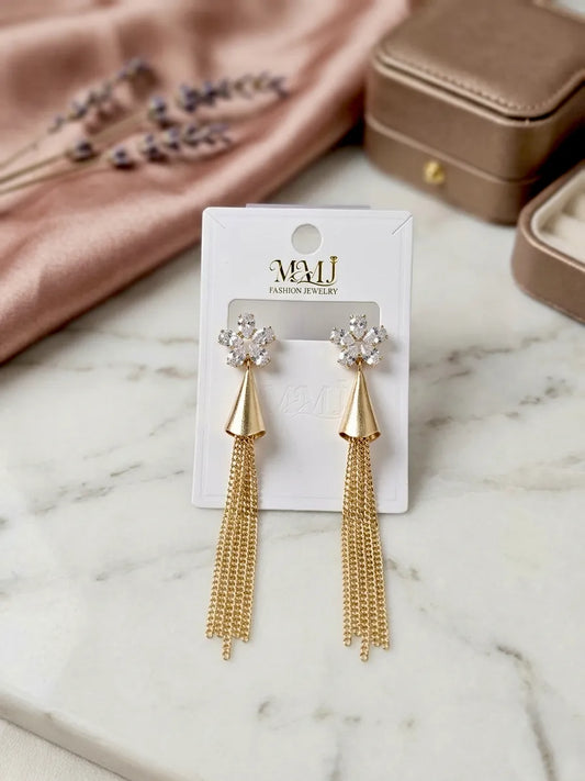Golden Crystal Earrings for Women 2 Pcs