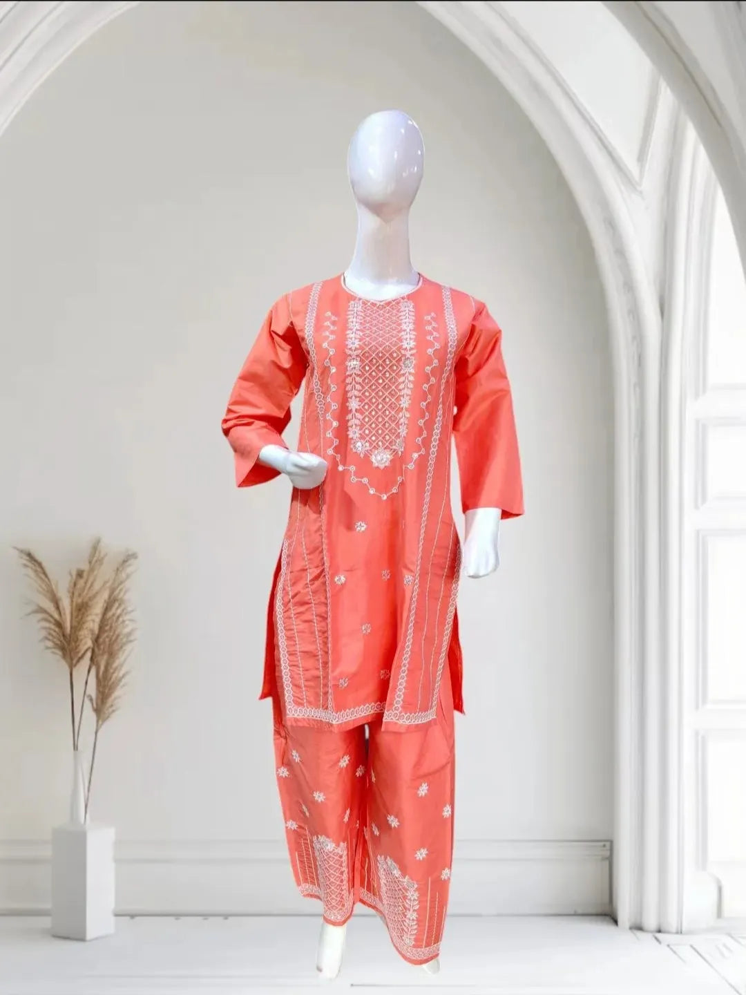 Women Cotton Embroidered 2-Piece Suit